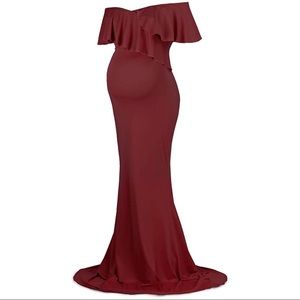 Molliya Red Maternity Photoshoot Maxi Dress